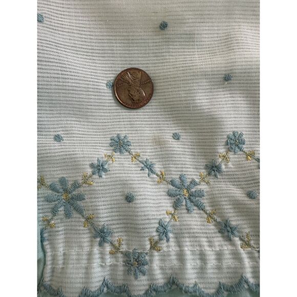 Vintage 60s Baby Blue Embroidered Floral Sleep Dress Night Gown size XL - Picture 9 of 11